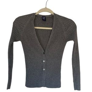 GAP Gray Ribbed Women's Cardigan